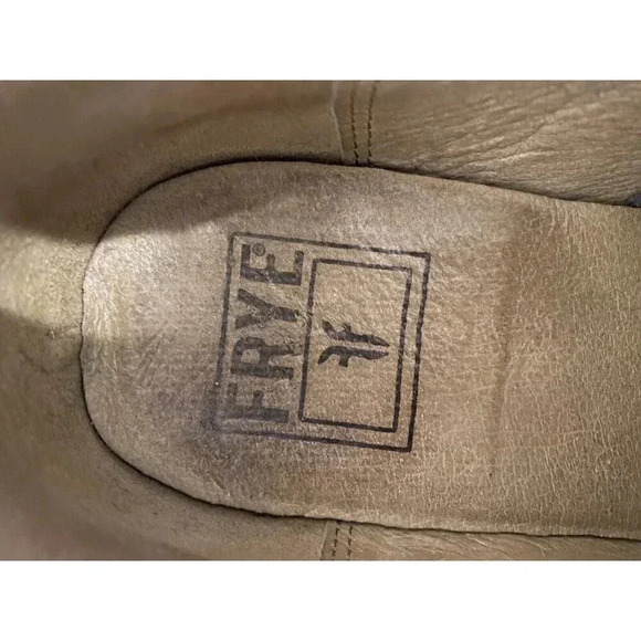 Frye Men’s Leather Dress Shoes Derby Sz 11 D Gray Beige Distressed Capped Toe - Picture 5 of 13